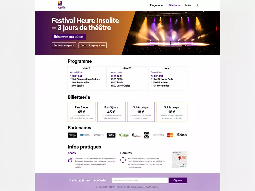 Exemple de site pour une association ou un événement — programme, billetterie, infos pratiques
