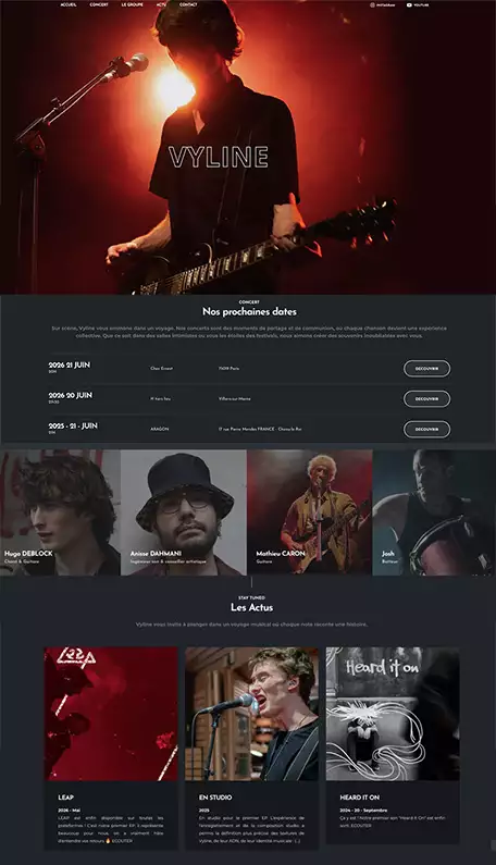 Groupe de musique rock — site réalisé